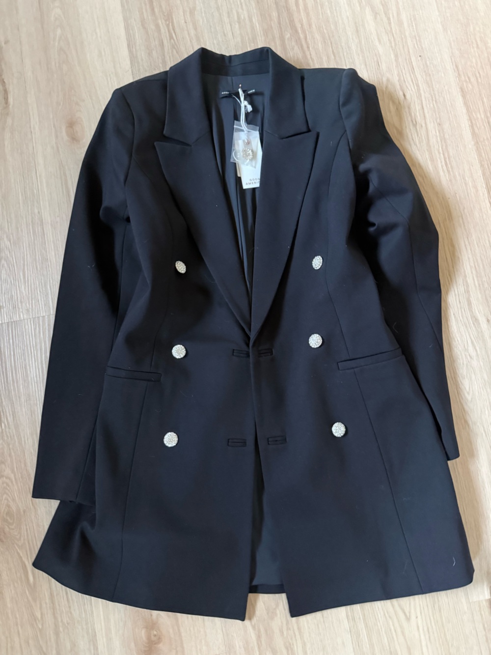 Good American Ponte Blazer Exec Dress Embellished Sz S NEW - Picture 2 of 3